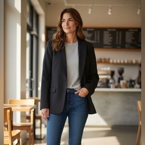 Vince Camuto Black Single-Button Tailored Blazer